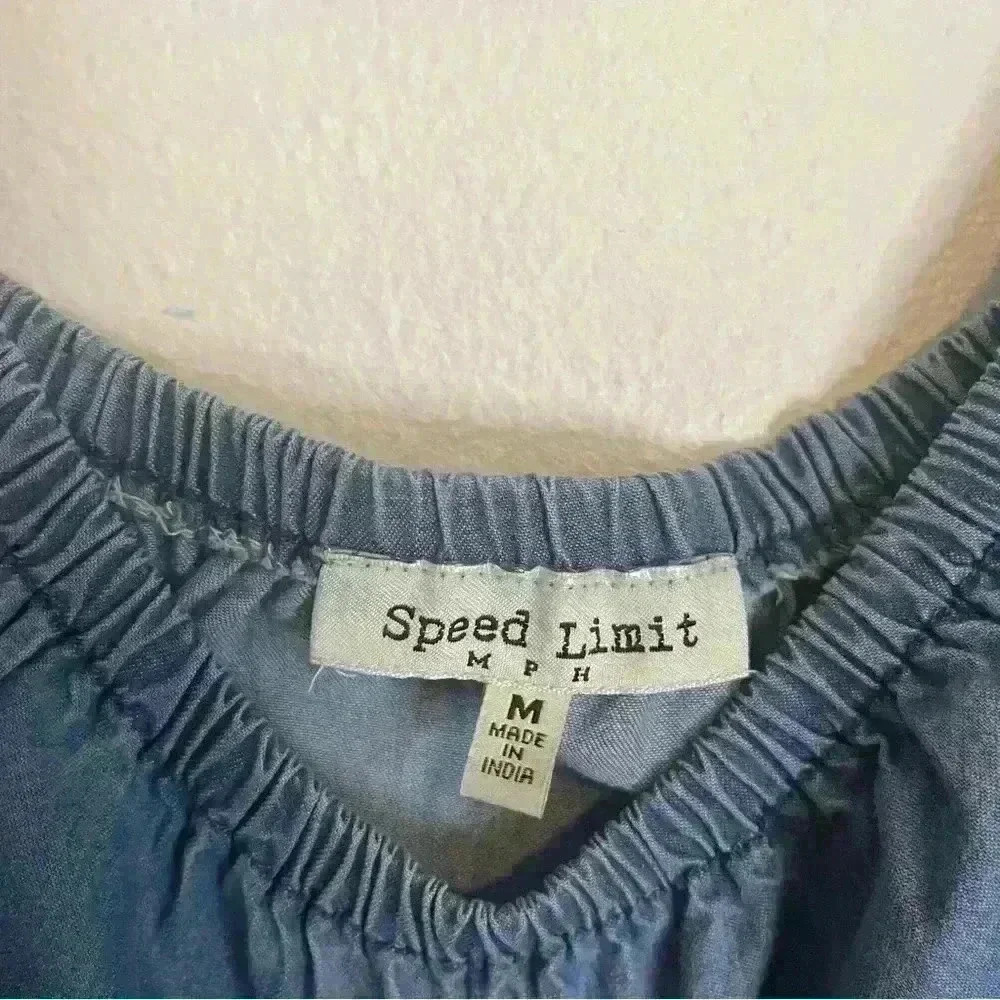Speed Limit Mph Chambray Tassel Top Size Medium - image 3